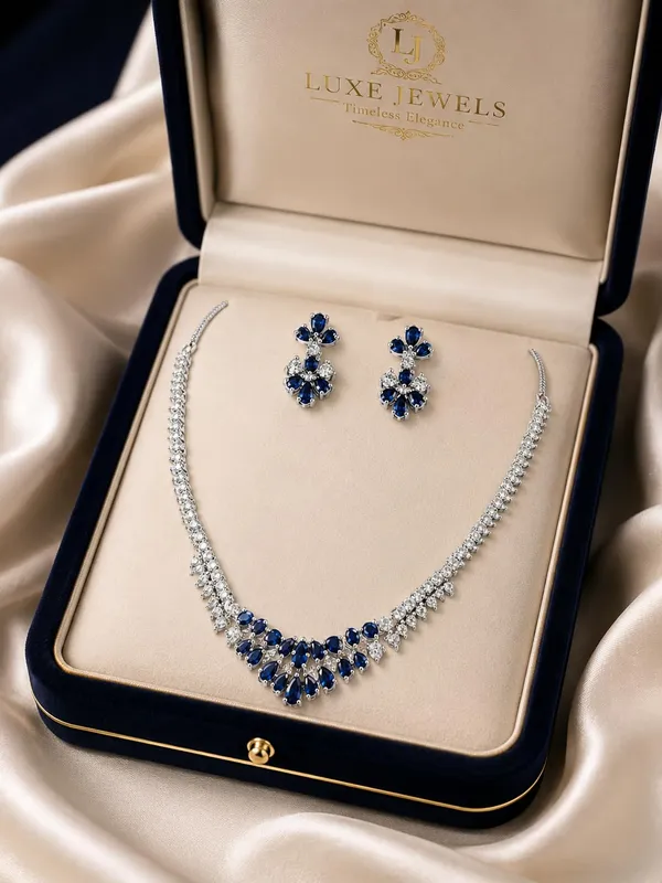 Silver_And_Blue_Alloy_Cz_Stone_Floral_Bridal_Necklace_Set_With_Stud_Earrings_For_Women