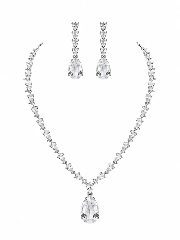 Crystal_And_White_Alloy_Cz_Crystal_Teardrop_Bridal_Necklace_Set_For_Women
