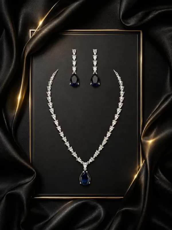 Deep_Sapphire_Blue_Cz_Crystal_Teardrop_Bridal_Necklace_Set_For_Women