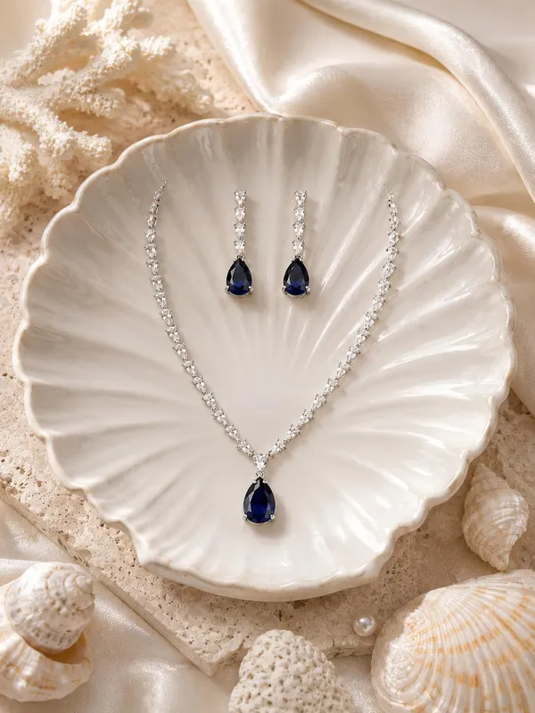 Deep_Sapphire_Blue_Cz_Crystal_Teardrop_Bridal_Necklace_Set_For_Women