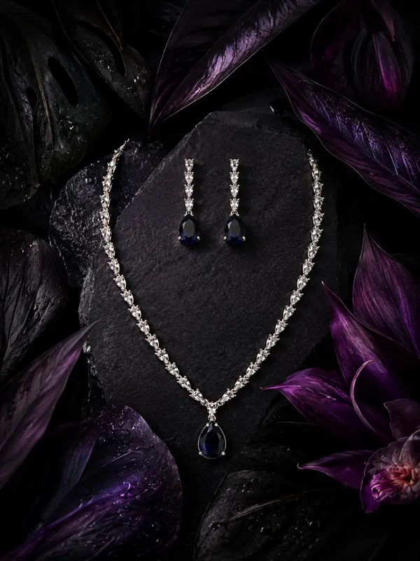Deep_Sapphire_Blue_Cz_Crystal_Teardrop_Bridal_Necklace_Set_For_Women