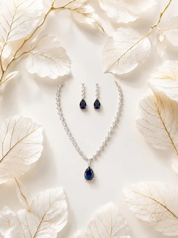 Deep_Sapphire_Blue_Cz_Crystal_Teardrop_Bridal_Necklace_Set_For_Women