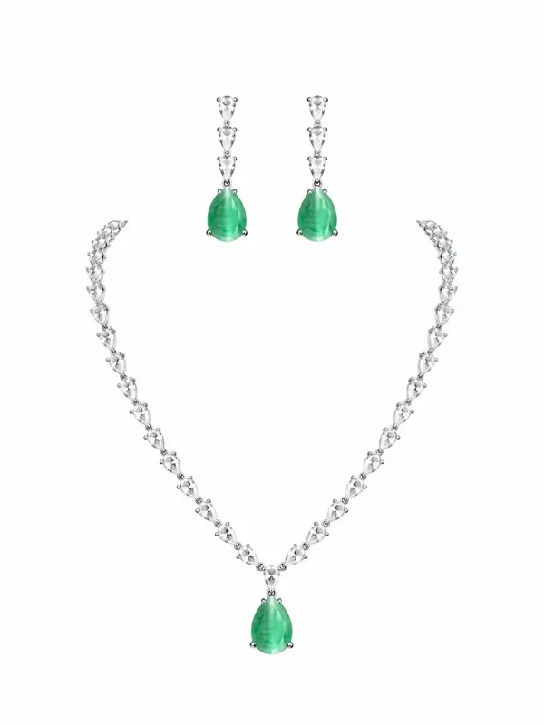 Emerald_Green_Cz_Crystal_Teardrop_Bridal_Necklace_Set_For_Women