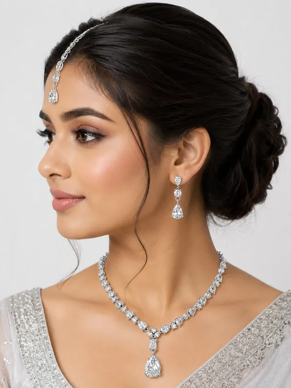 Zeeba_Jewels_Silver_Rhodium_Pear_Cut_Crystal_Bridal_Jewellery_Set_For_Women