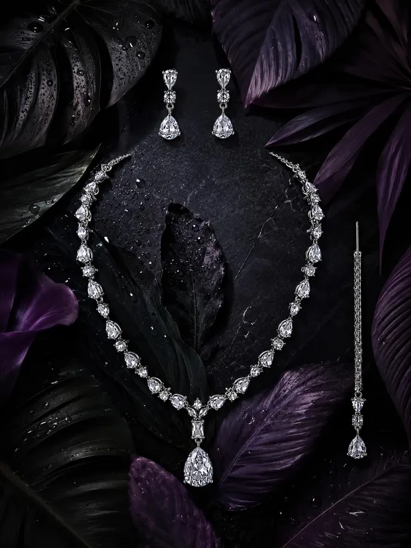 Zeeba_Jewels_Silver_Rhodium_Pear_Cut_Crystal_Bridal_Jewellery_Set_For_Women