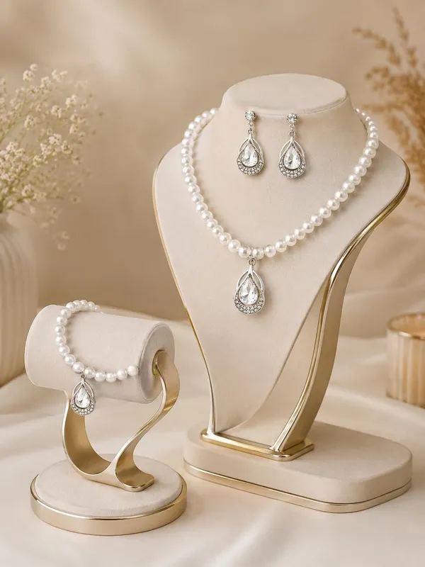Crystal_White_Pearl_Rhodium_Teardrop_Crystal_Jewellery_Set_For_Women
