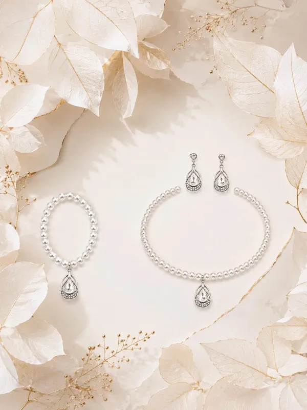 Crystal_White_Pearl_Rhodium_Teardrop_Crystal_Jewellery_Set_For_Women