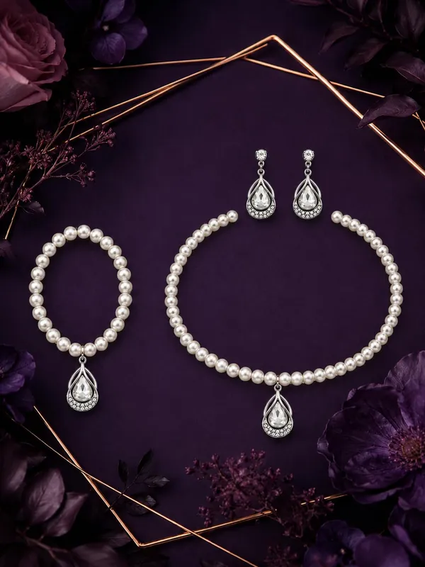 Crystal_White_Pearl_Rhodium_Teardrop_Crystal_Jewellery_Set_For_Women