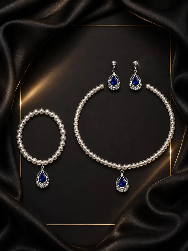 Royal_Blue_Alloy_Pearl_Rhodium_Teardrop_Crystal_Necklace_Bracelet_Earrings_Set_For_Women