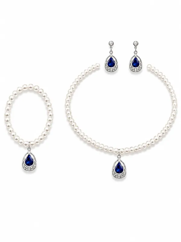 Royal_Blue_Alloy_Pearl_Rhodium_Teardrop_Crystal_Necklace_Bracelet_Earrings_Set_For_Women