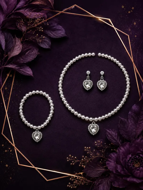 Silver_And_Pearl_White_Alloy_Pearl_Heart_Pendant_Necklace_Bracelet_Earrings_Set_For_Women