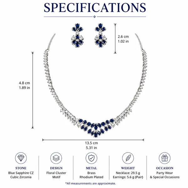 Silver_And_Blue_Alloy_Cz_Stone_Floral_Bridal_Necklace_Set_With_Stud_Earrings_For_Women
