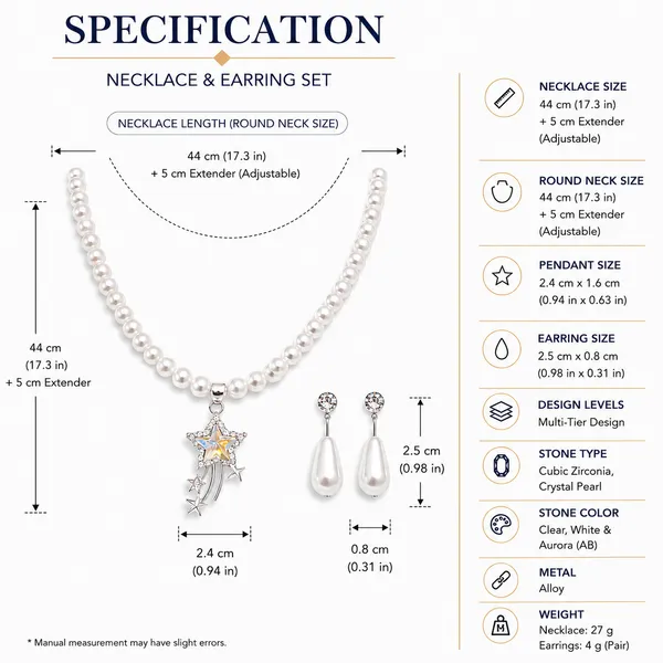 White_Pearl_Alloy_Teardrop_Crystal_Pendant_Necklace_Set_For_Women
