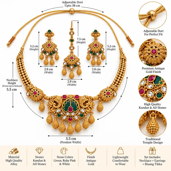 Zeeba_Jewels_–_Traditional_Gold-Tone_Necklace_Set_with_Earrings_&_Maang_Tikka