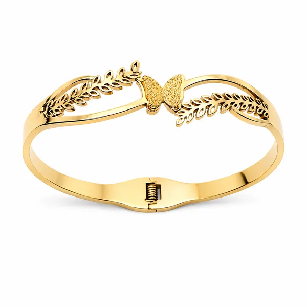 Zeeba_Flutter_Gold_Plated_Butterfly_&_Leaf_Designer_Bracelet