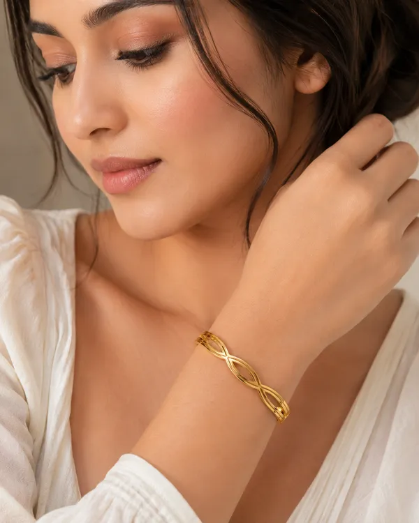Zeeba_Infinity_Gold_Plated_Contemporary_Openwork_Bracelet
