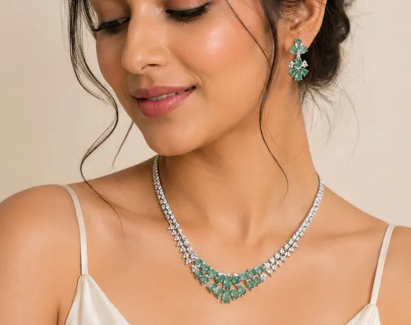 Mint_Green_Silver_Cz_Stone_Floral_Bridal_Necklace_Set_For_Women