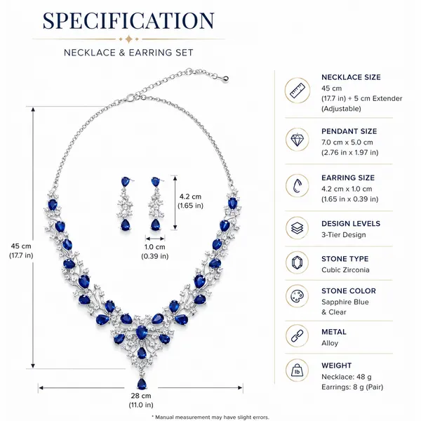 White_And_Blue_Rhodium_Ad_Bridal_Necklace_Set_For_Women