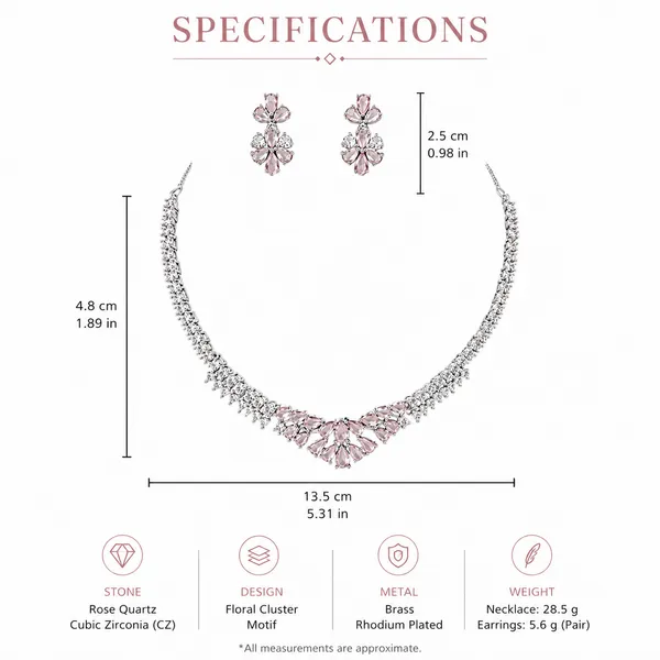 White_And_Baby_Pink_Silver_Cz_Stone_Floral_Bridal_Necklace_Set_For_Women