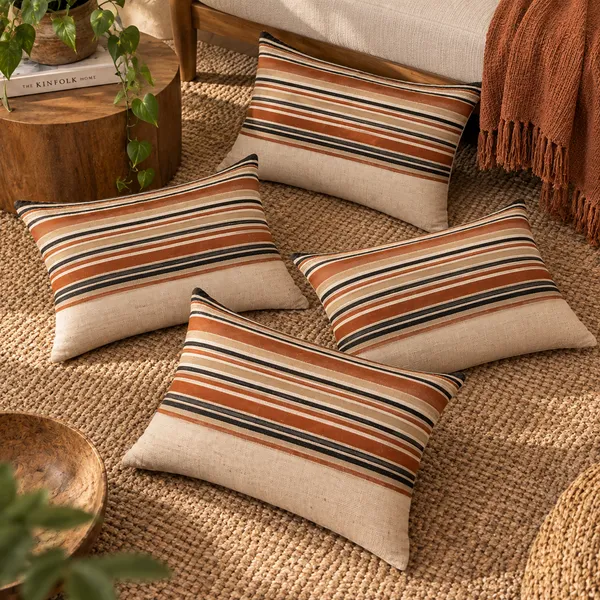 Handloom_Woven_Rust_red_Striped_Cushion_Cover_30x50_Cms