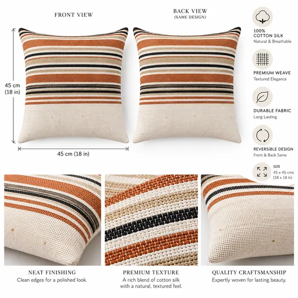 Handloom_Woven_Rust_red_Striped_Cushion_Cover_45x45_Cms