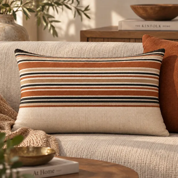 Handloom_Woven_Rust_red_Striped_Cushion_Cover_30x50_Cms