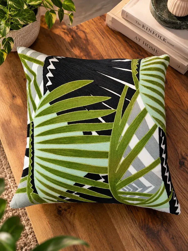 Tropical_Leaves_Embroidered_Cushion_Cover_50x50Cms