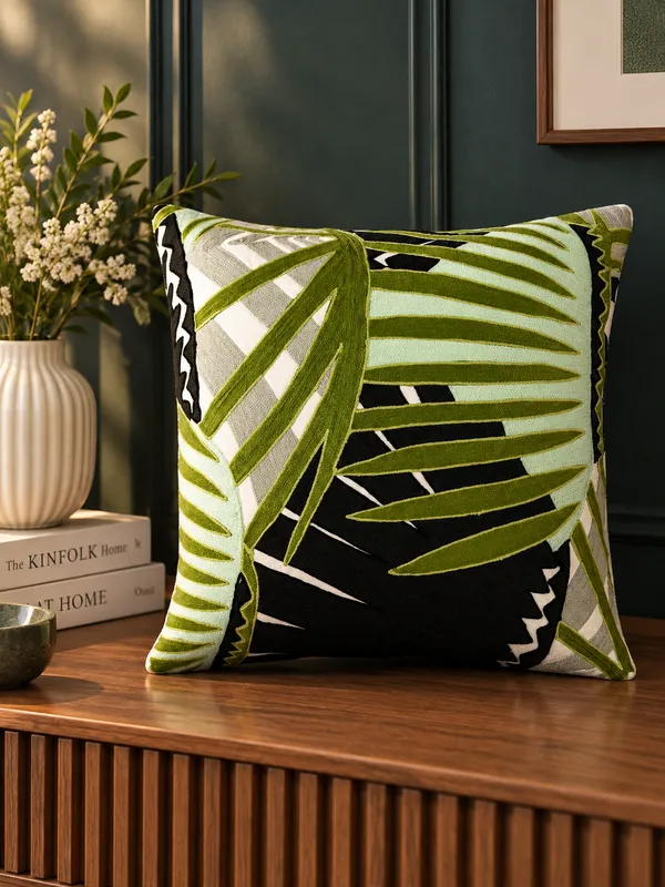 Tropical_Leaves_Embroidered_Cushion_Cover_50x50Cms