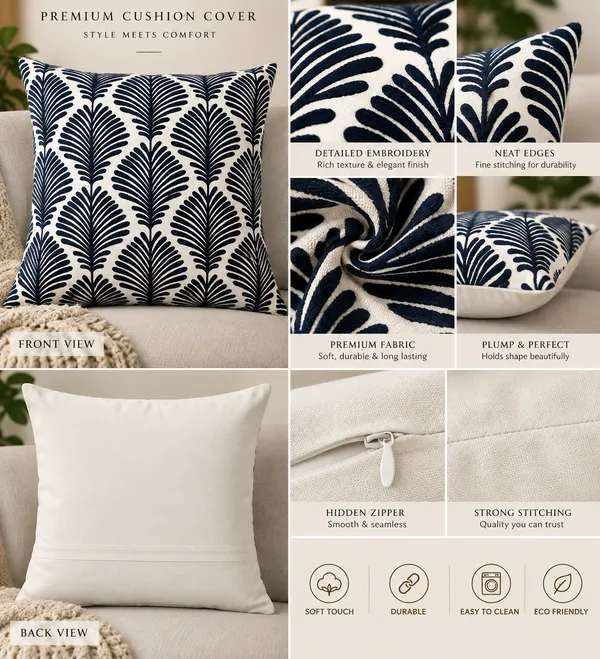 Blue_Ferns_Embroidered_Cushion_Cover_50x50Cms