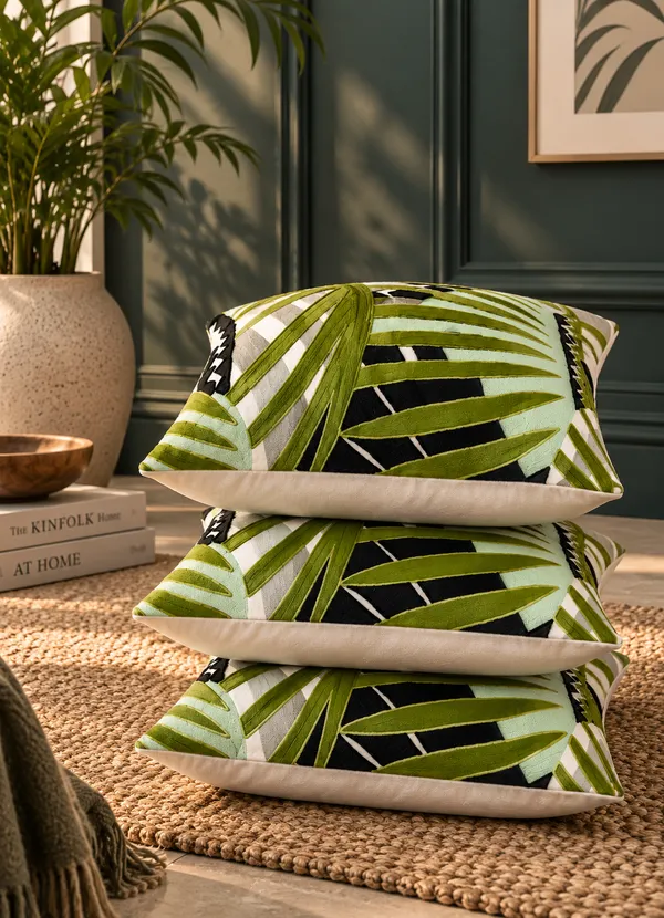 Tropical_Leaves_Embroidered_Cushion_Cover_50x50Cms
