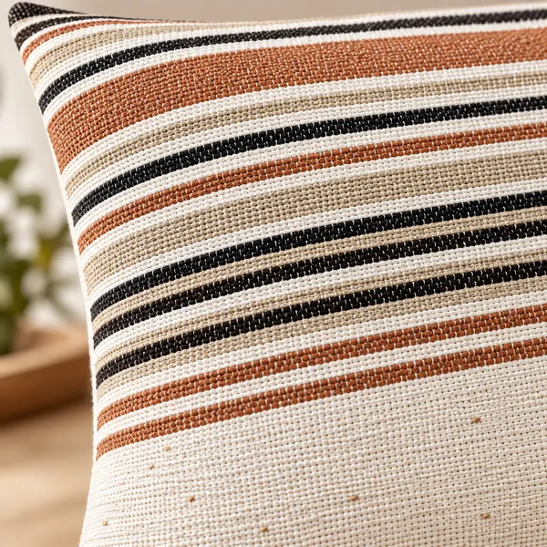 Handloom_Woven_Rust_red_Striped_Cushion_Cover_45x45_Cms