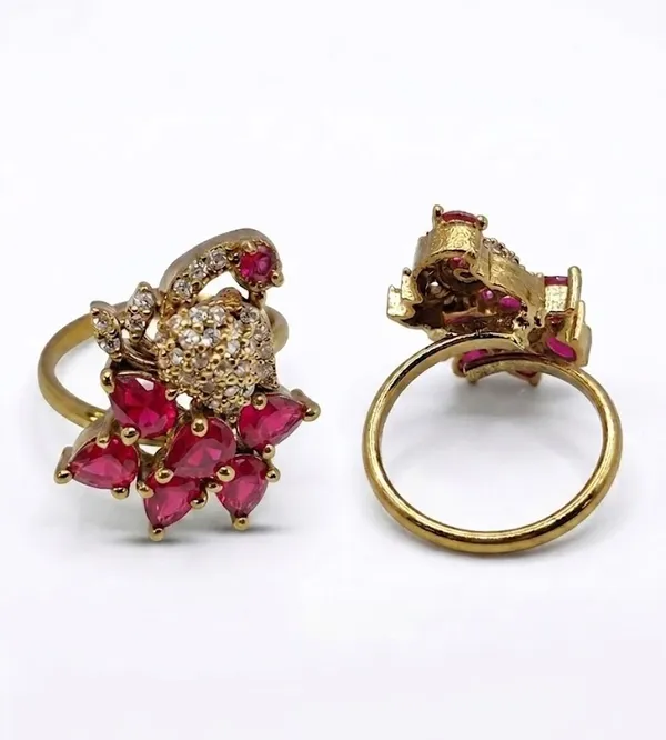 Gold_Plated_Ruby_Cluster_Zirconia_Accent_Adjustable_Ring_For_Women_(RGSS-30B)