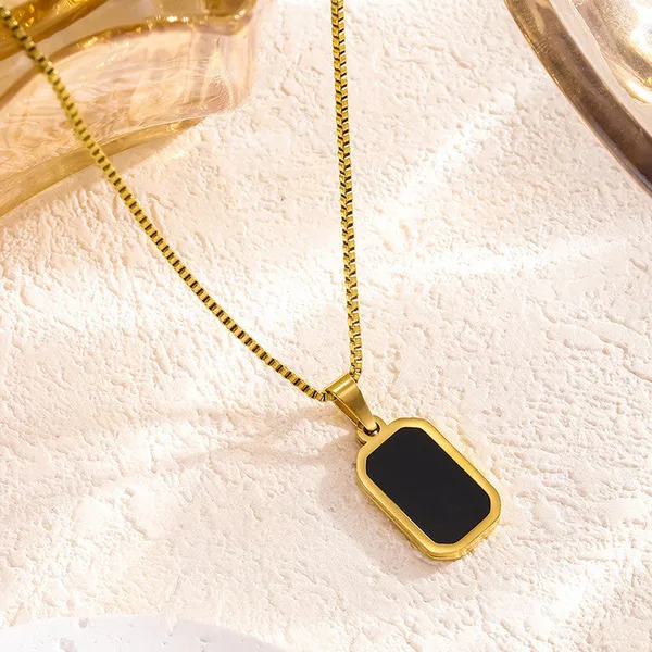 Gold_Stainless_Steel_Black_Rectangular_Pendant_Necklace_For_Unisex_(PNSS-02)