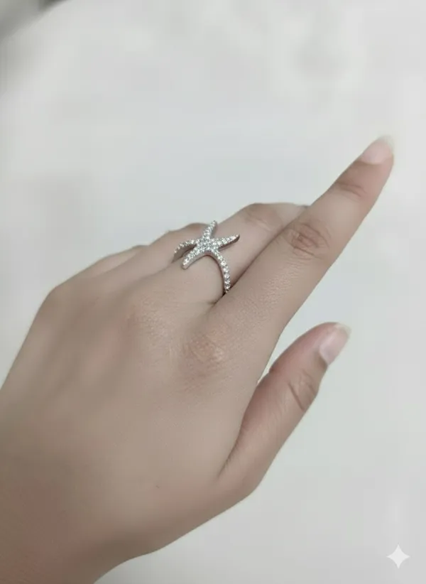 Silver_Stainless_Steel_Starfish_Charm_Adjustable_Ring_For_Women_(RGSS-23)