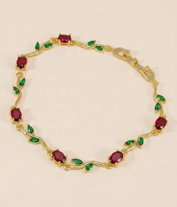 Gold_Plated_Ruby_Emerald_Stone_Vine_Design_Bracelet_For_Women_(BRADCN-04D)