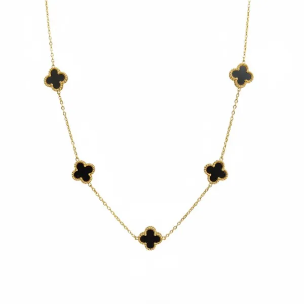Gold_Stainless_Steel_Black_Clover_Motif_Chain_Necklace_For_Women_(PNSS-22)