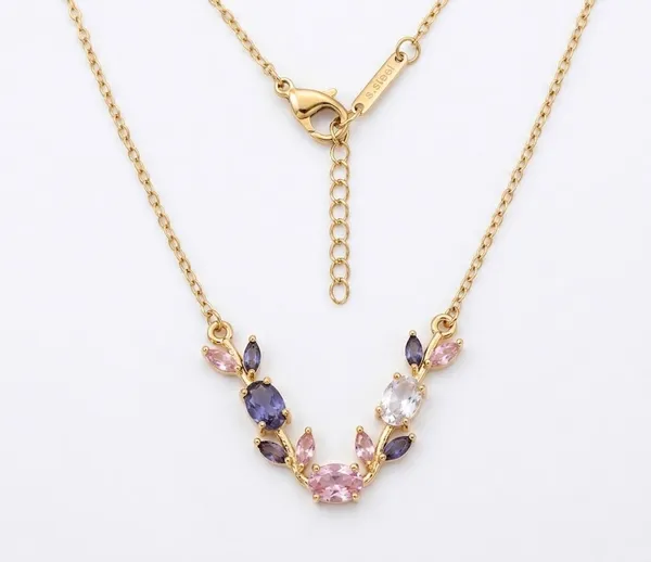 Gold_Plated_Pink_Purple_Crystal_Floral_Pendant_Necklace_For_Women_(PNSS-34A)