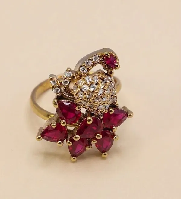 Gold_Plated_Ruby_Cluster_Zirconia_Accent_Adjustable_Ring_For_Women_(RGSS-30B)
