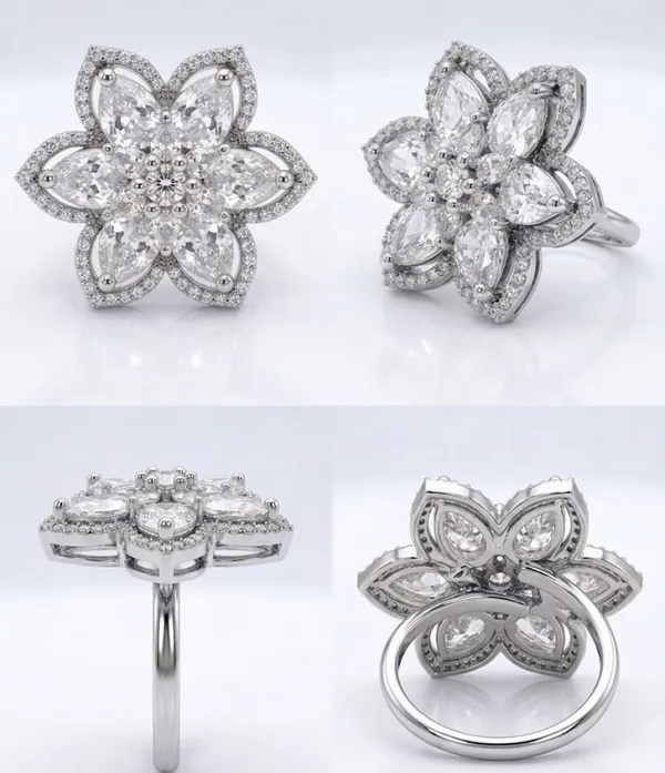 Silver_Plated_Crystal_Marquise_Floral_Ring_For_Women_(RGSS-31B)