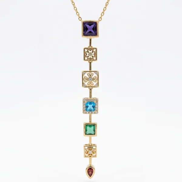 Gold_Stainless_Steel_Multi_Stone_Vertical_Drop_Pendant_Necklace_For_Women_(PNSS-29)