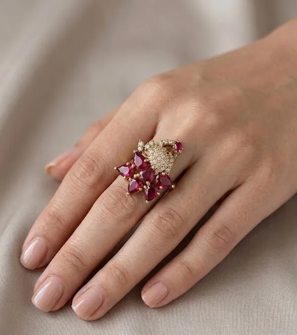 Gold_Plated_Ruby_Cluster_Zirconia_Accent_Adjustable_Ring_For_Women_(RGSS-30B)