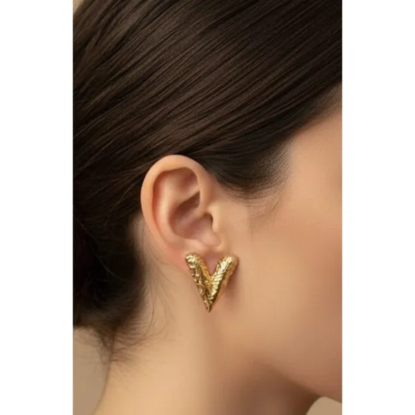 Gold_Stainless_Steel_Textured_V-Shape_Stud_Earrings_For_Women_(ERSS-07)