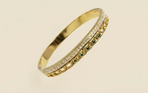Gold_Stainless_Steel_Crystal_Green_Stone_Multi_Row_Bangle_Bracelet_For_Women_(BRSSCF-48)