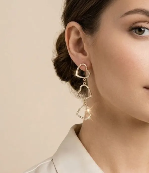 Gold_Stainless_Steel_Crystal_Heart_Three-Tier_Drop_Earrings_For_Women_(ERSS-38)