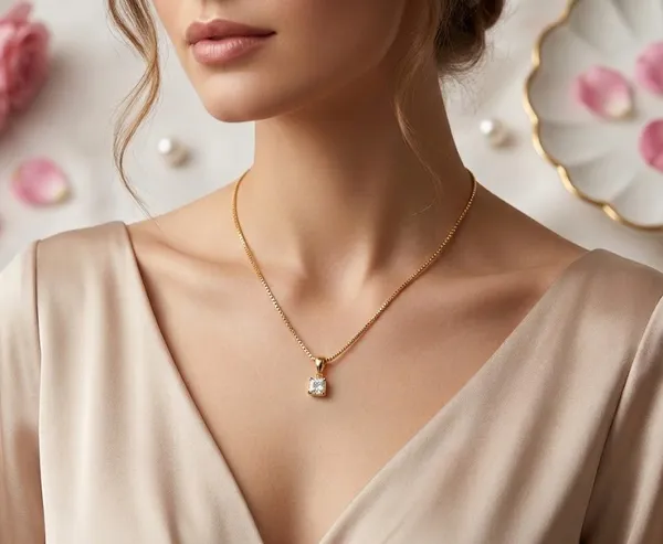 Gold_Plated_Cushion_Cut_Cubic_Zirconia_Solitaire_Pendant_Necklace_For_Women_(PNSS-39)