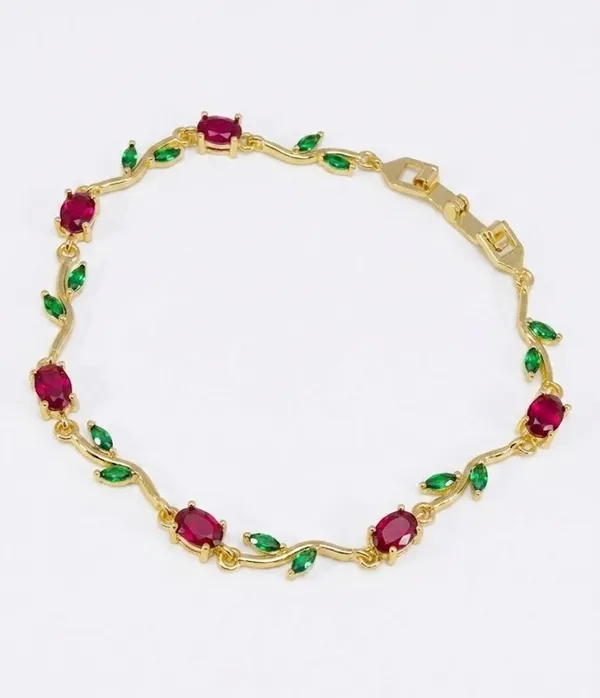 Gold_Plated_Ruby_Emerald_Stone_Vine_Design_Bracelet_For_Women_(BRADCN-04D)