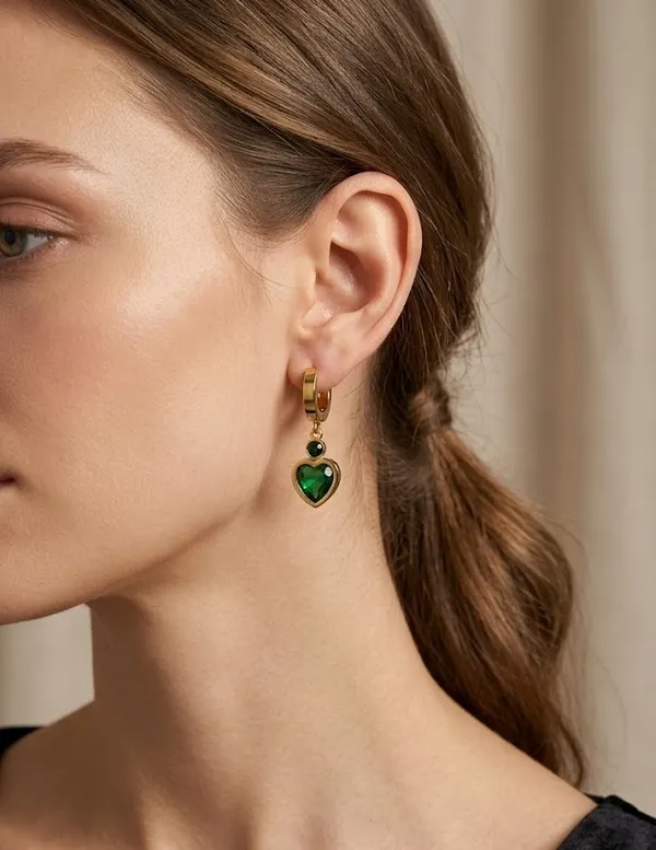 Gold_Green_Heart_Stone_Hoop_Drop_Earrings_For_Women_(ERSS-27)