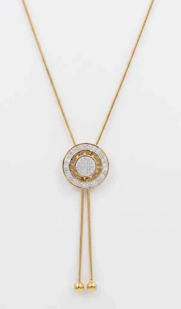Gold_Plated_Roman_Numeral_Crystal_Bolo_Pendant_Necklace_For_Women_(PNSS-50)