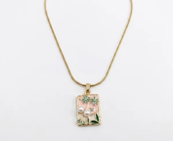 Gold_Stainless_Steel_Floral_Resin_Rectangular_Pendant_Necklace_For_Women_(PNSS-40)
