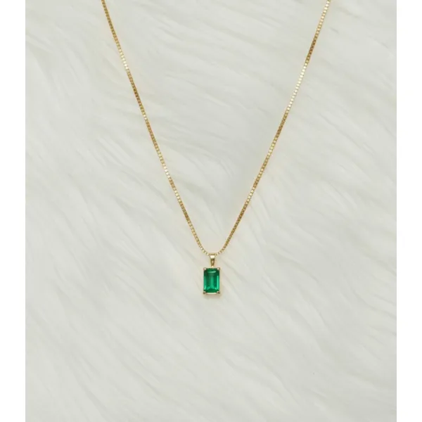 Gold_Stainless_Steel_Snake_Chain_Green_Stone_Rectangular_Pendant_Necklace_For_Women_(PNSS-01A)